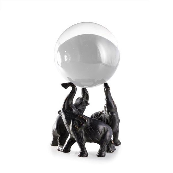 Bey Berk International Bey-Berk International R61E Cast Metal Elephant Ball Holder with Patina Finish; Black R61E